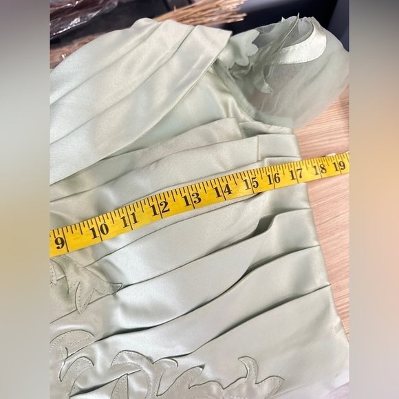 NWT TS Couture Off The Shoulder Pleated Wedding Sheath Dress Sage Green Small - Picture 11 of 12